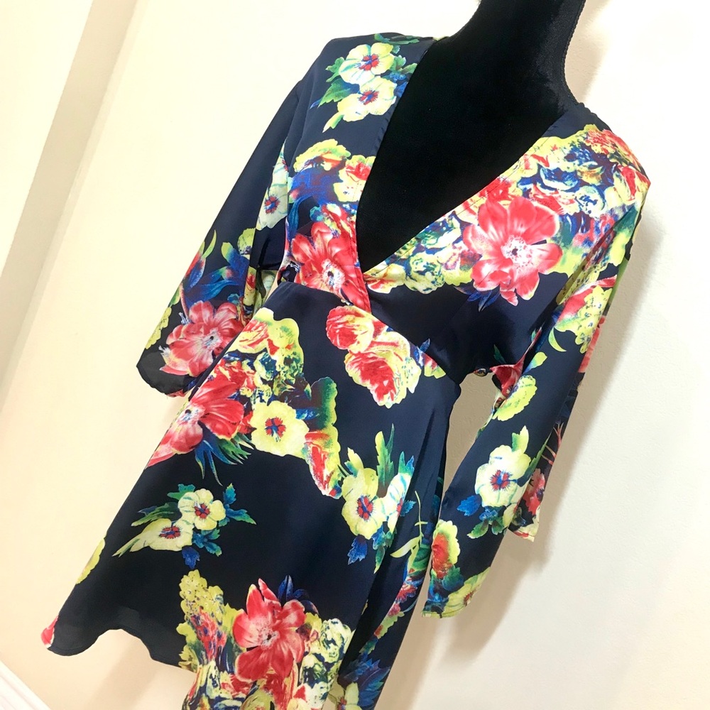FLORAL SATIN DRESS - Picture 3 of 7